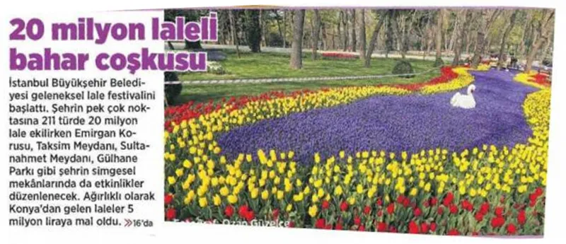 20 Milyon Laleli Bahar Coşkusu (Milliyet Gazetesi)