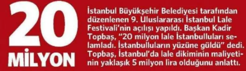 20 Milyon Lale (Vatan Gazetesi)