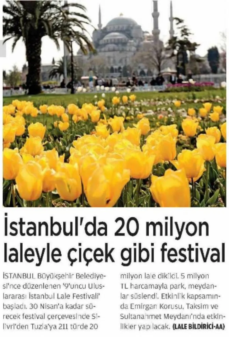 İstanbul´da 20 Milyon Laleyle Çiçek Gibi Festival (Akşam Gazetesi)
